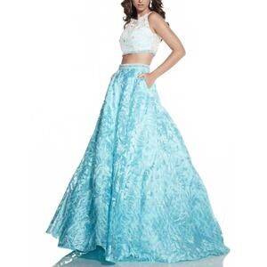 NEW PANOPLY women's prom dress in ivory aqua
